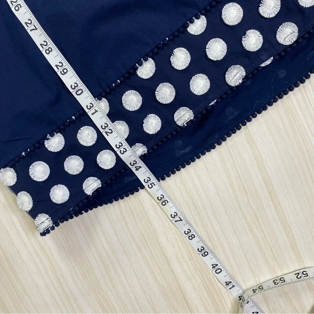 J.Crew Navy White fringe dot shirt dress size 6